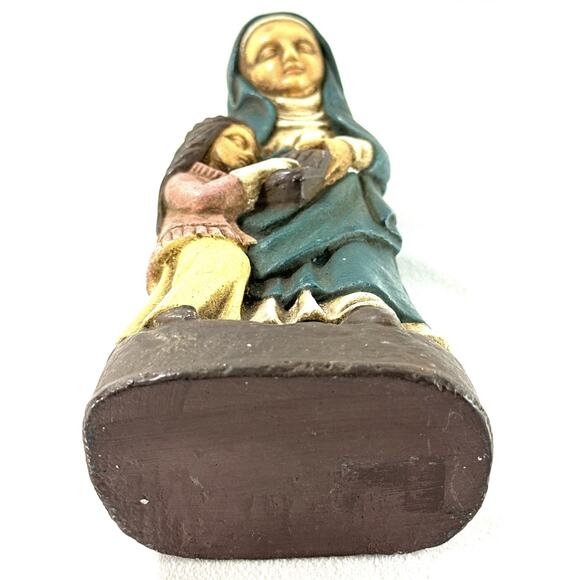 Vintage St. Anne Teaching Child Religious Figurine Stoneware Statue 8.5” - Picture 5 of 5